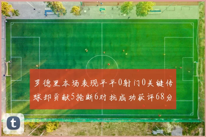 罗德里本场表现平平0射门0关键传球却贡献5抢断6对抗成功获评68分